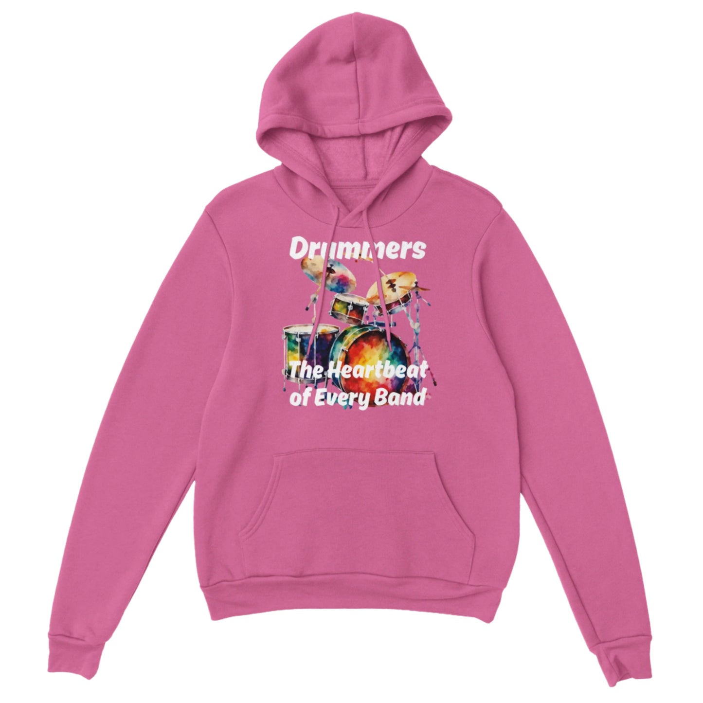 Pink drummer's hoodie with drum artwork