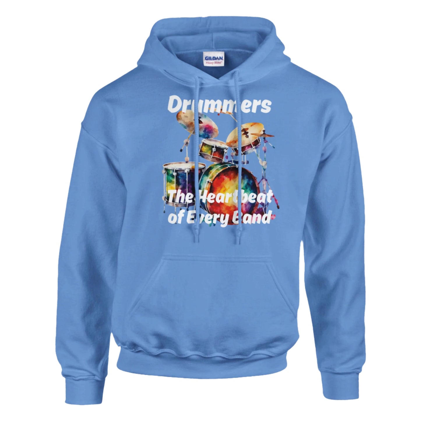 Carolina Blue Hoodie with Drum set artwork