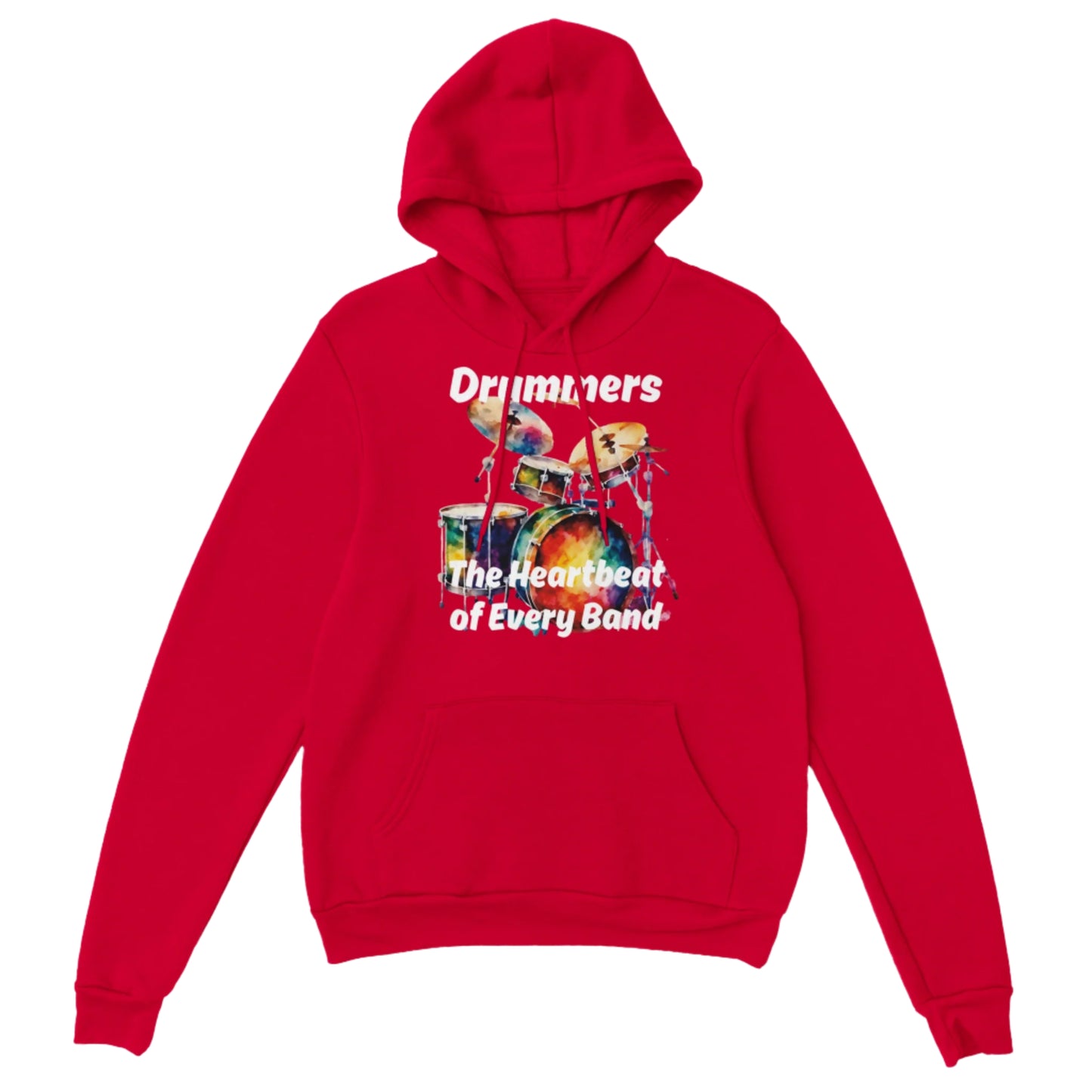 Red Drummers hoodie with drum artwork
