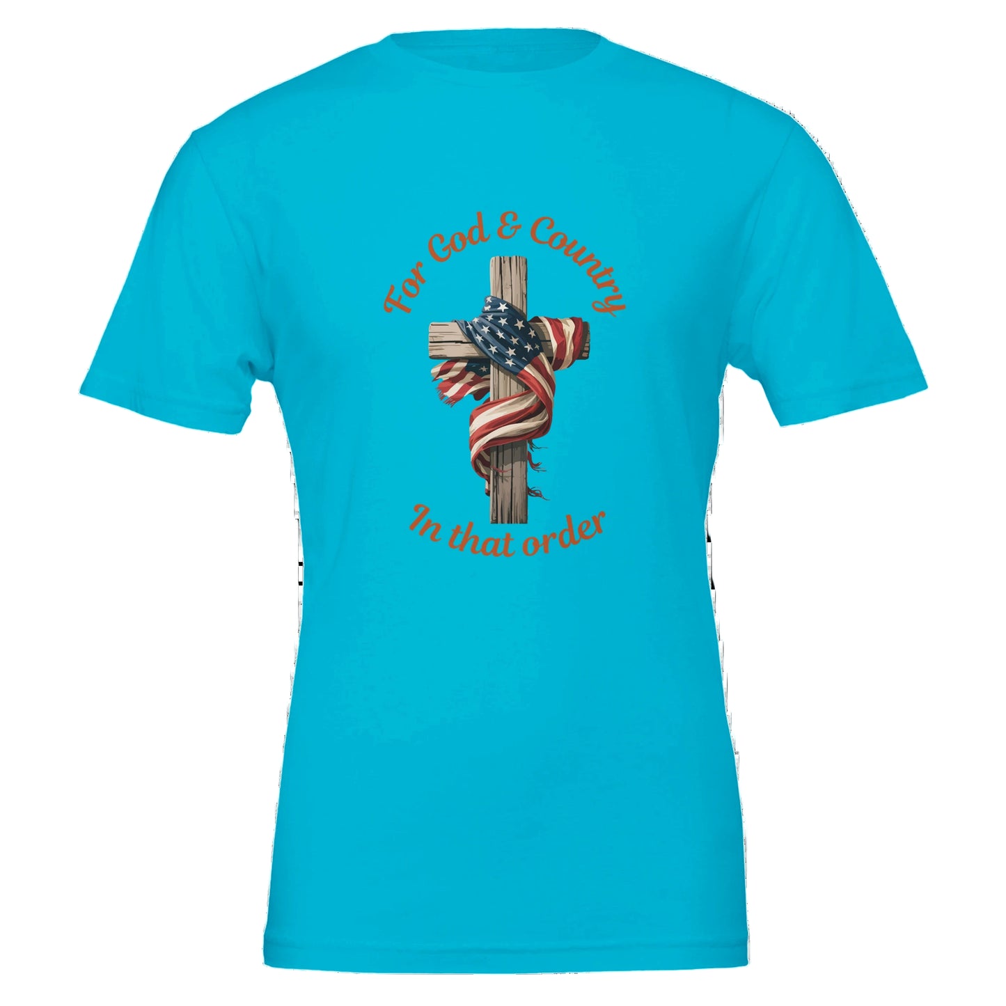 Blue t-shirt with cross & flag