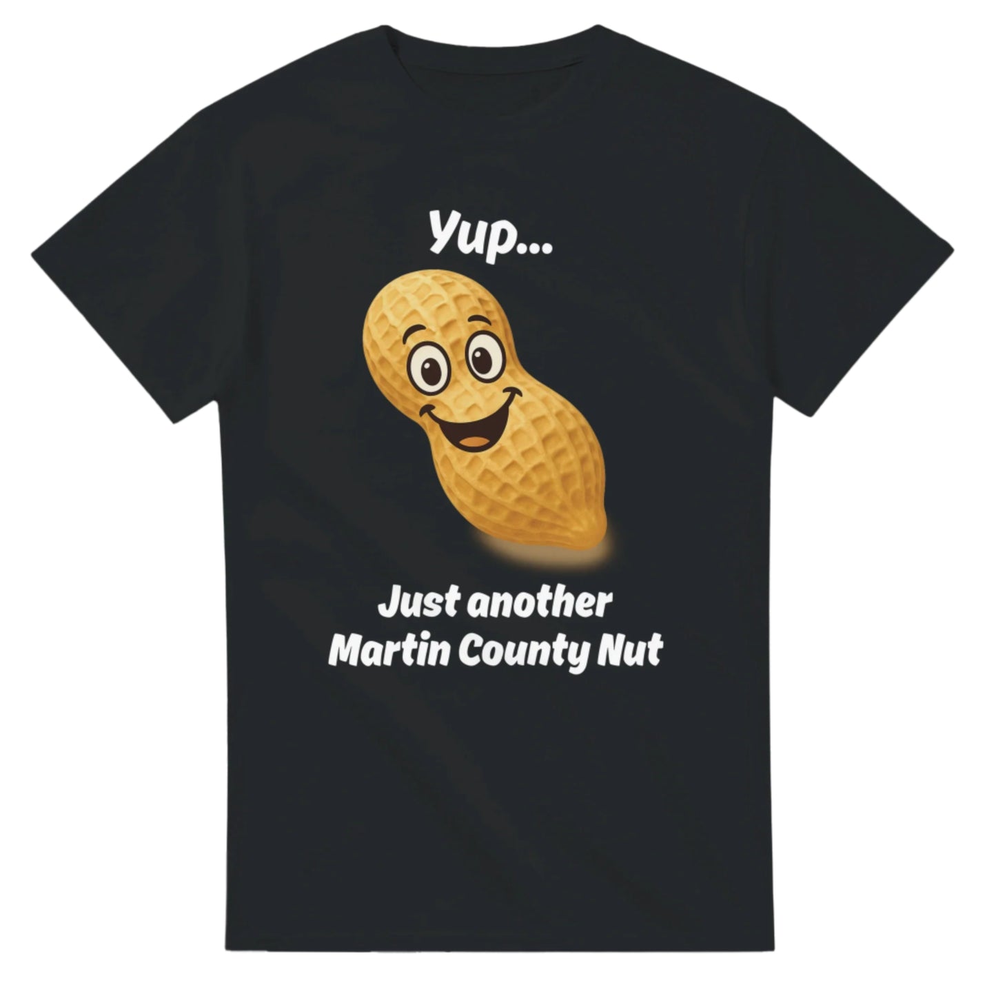 Black T-shirt with a smiling peanut