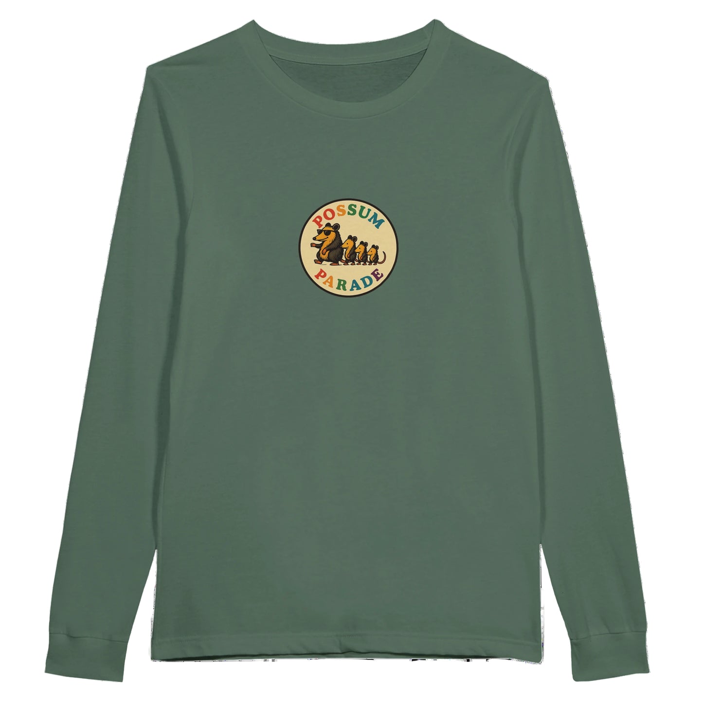 GREEN T-SHIRT WITH MAMA POSSUM AND 3 BABIES