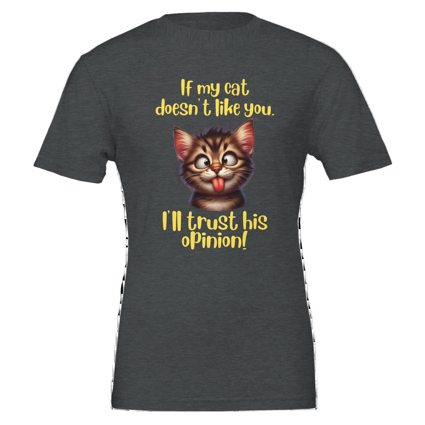 Dark grey t-shirt with funny cat picture