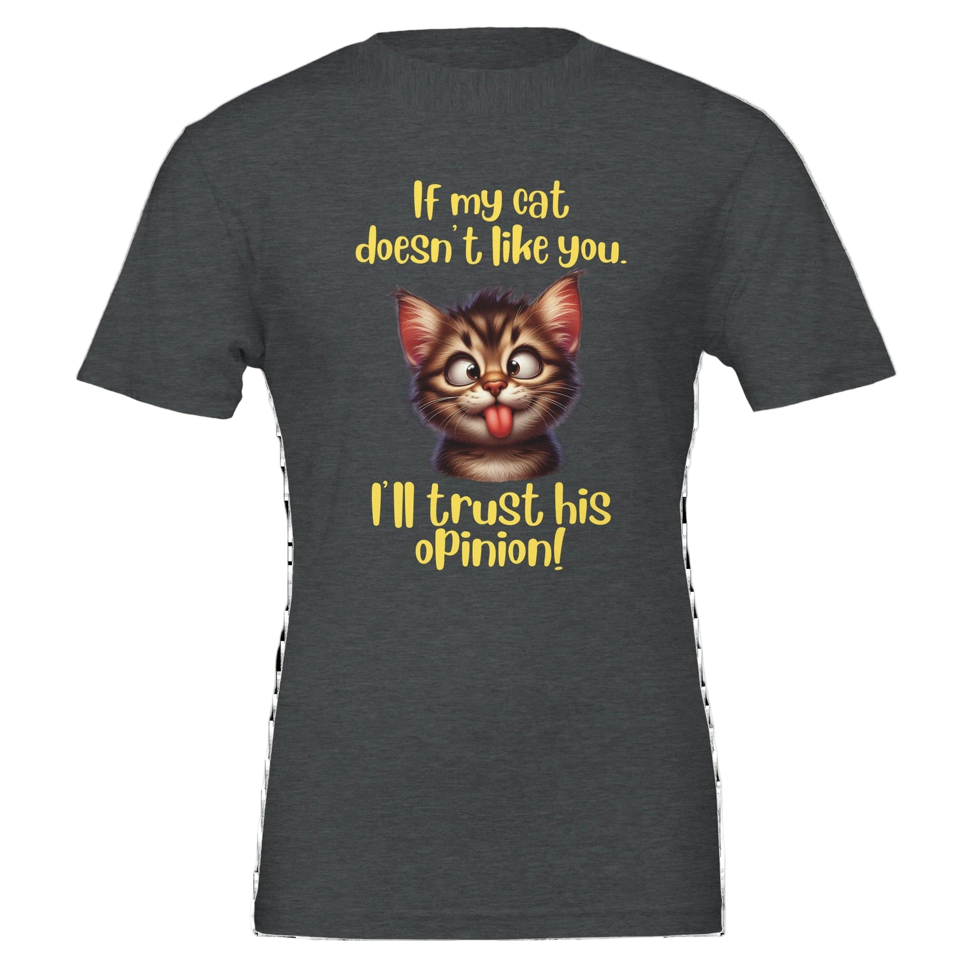 Dark grey t-shirt with funny cat picture