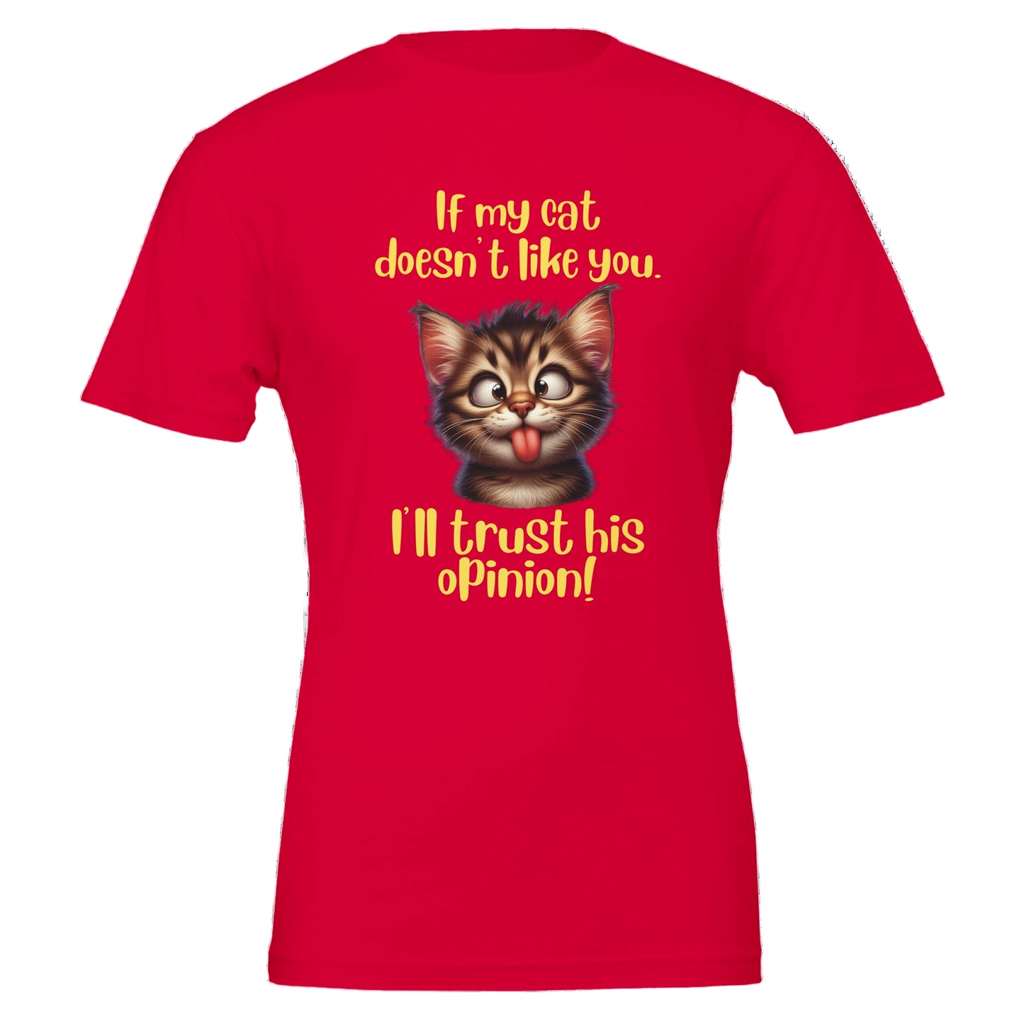 Red T-shirt with funny cat picture