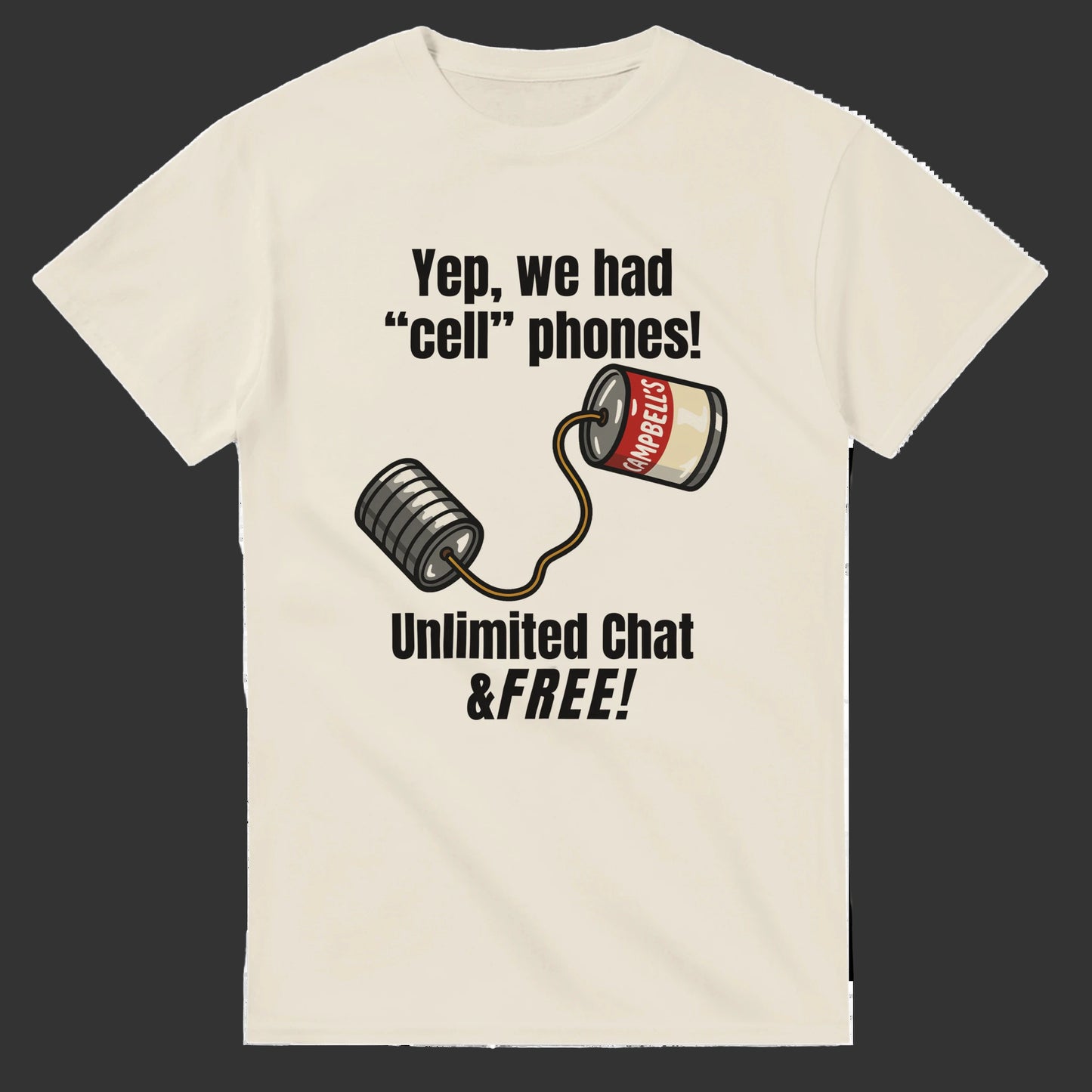 tin can cell phone t-shirt in natural color
