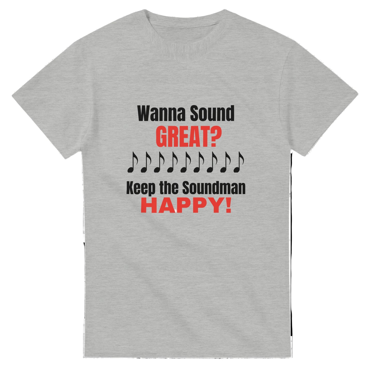 Gray t-shirt with humorous text design on a white background